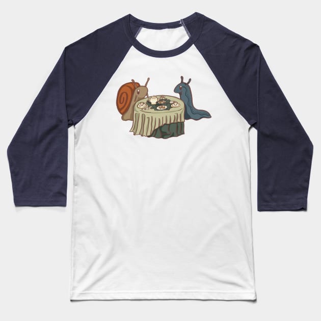 Snails and Slugs Tea Party Baseball T-Shirt by danyellysdoodles